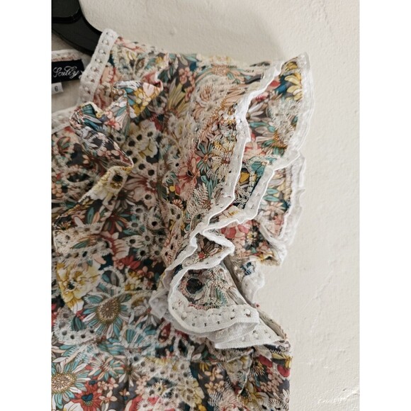 Trish Scully Floral Blouse Size 6 Ruffles Sleeves & Open Back NWT - Picture 6 of 8